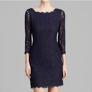 Adrianna Papell Navy Lace Cocktail Dress